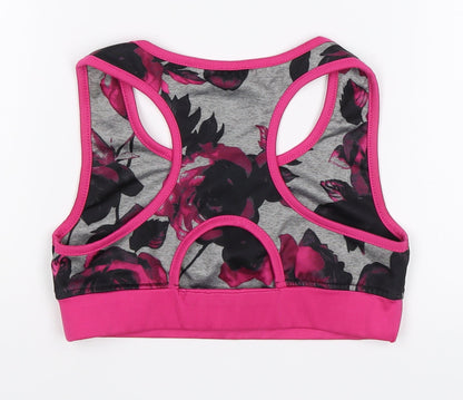 Preworn Girls Pink Floral  Cropped Tank Size 7-8 Years
