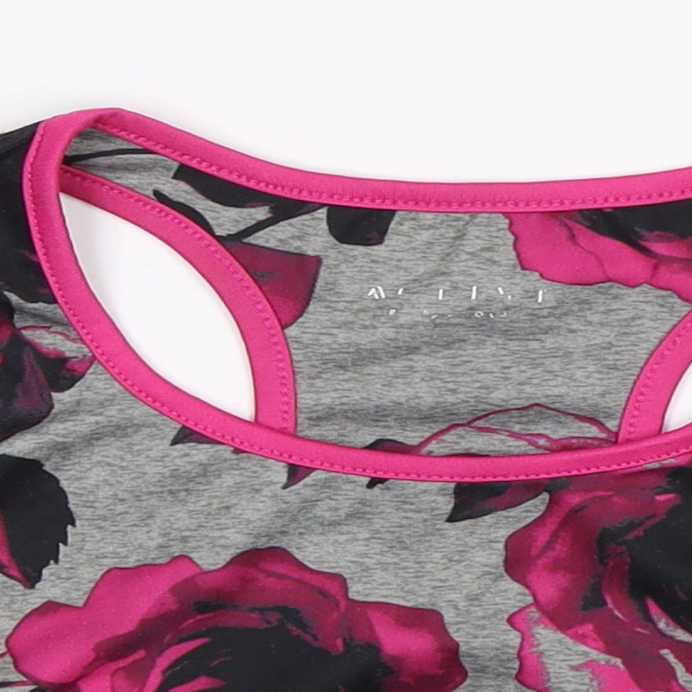 Preworn Girls Pink Floral  Cropped Tank Size 7-8 Years