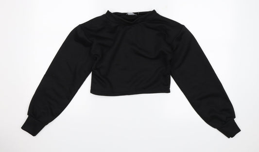 PRETTYLITTLETHING Womens Black   Pullover Jumper Size 2  - cropped