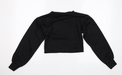 PRETTYLITTLETHING Womens Black   Pullover Jumper Size 2  - cropped