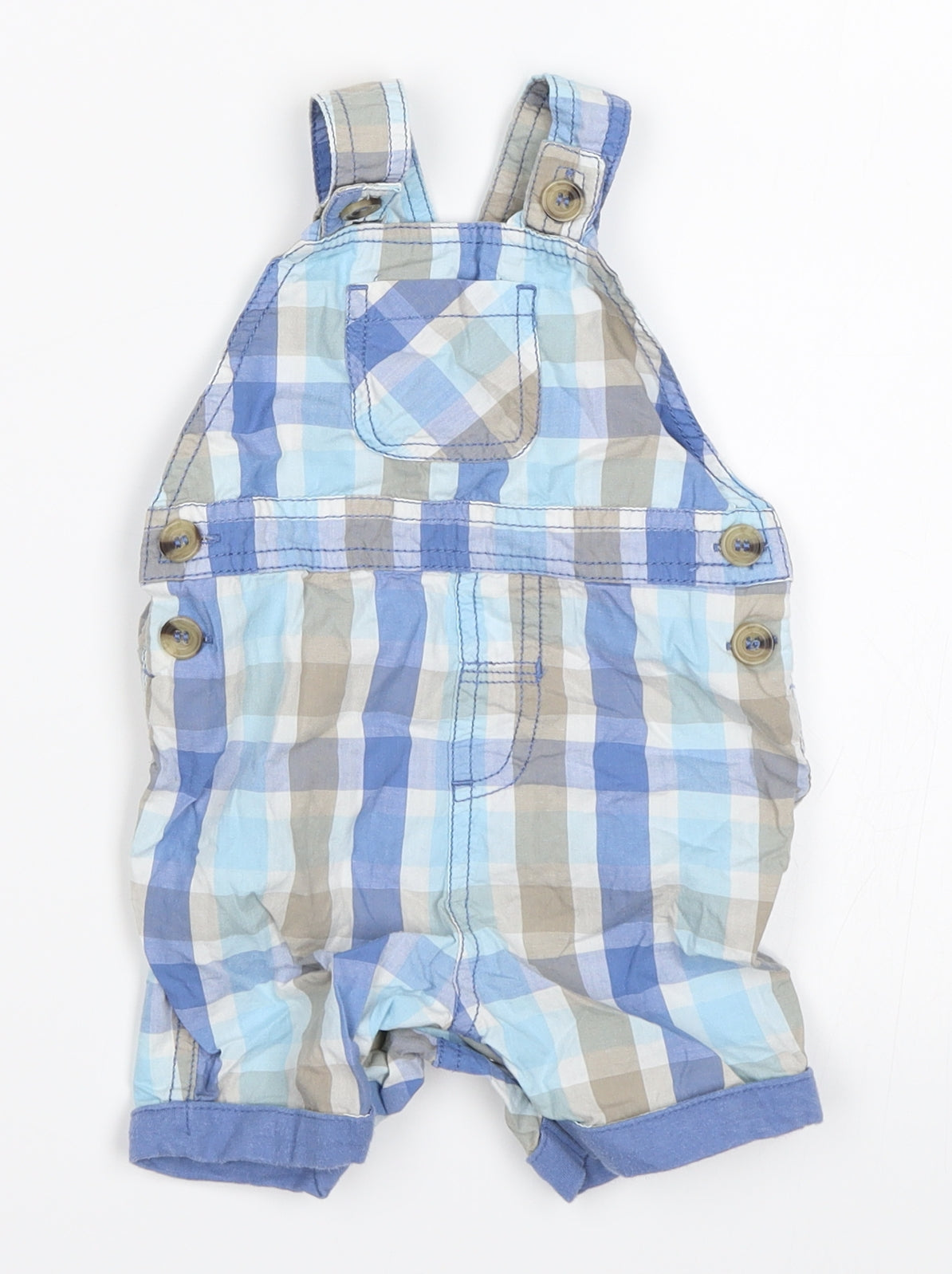 George Baby Blue Plaid  Dungaree One-Piece Size 3-6 Months