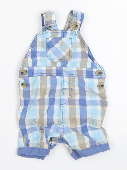George Baby Blue Plaid  Dungaree One-Piece Size 3-6 Months