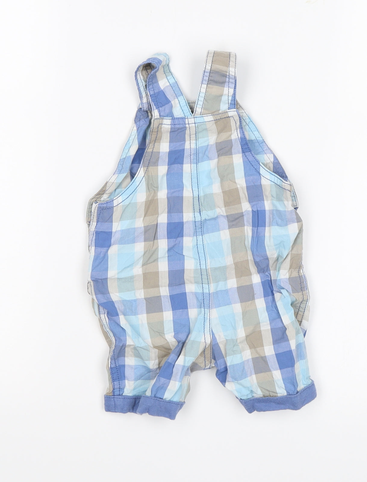 George Baby Blue Plaid  Dungaree One-Piece Size 3-6 Months