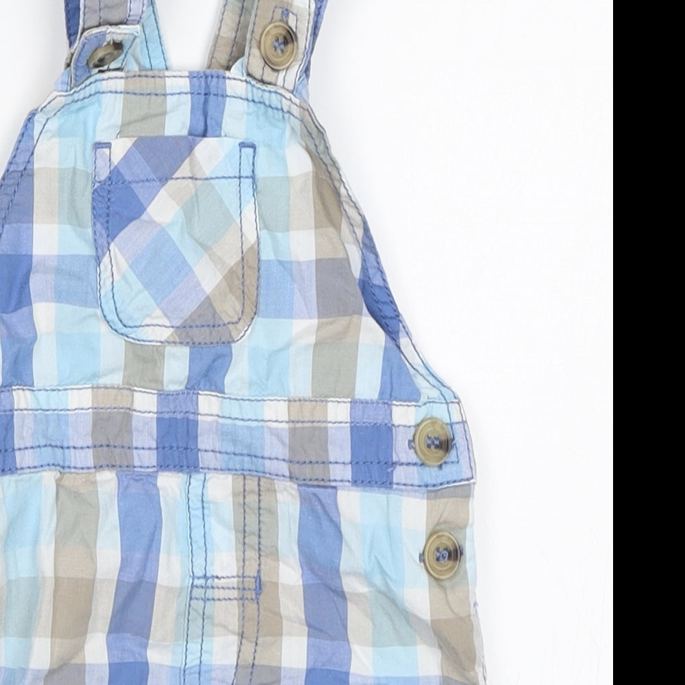 George Baby Blue Plaid  Dungaree One-Piece Size 3-6 Months