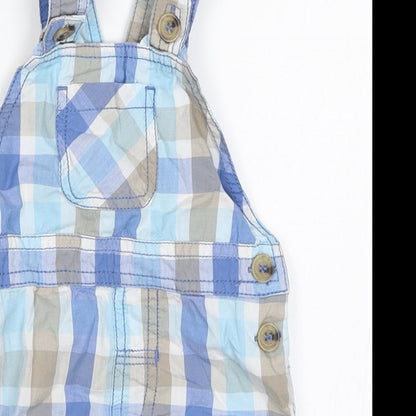 George Baby Blue Plaid  Dungaree One-Piece Size 3-6 Months