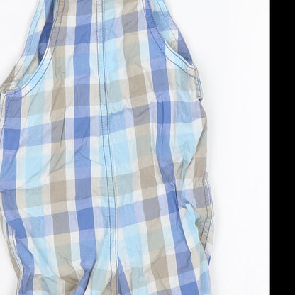George Baby Blue Plaid  Dungaree One-Piece Size 3-6 Months