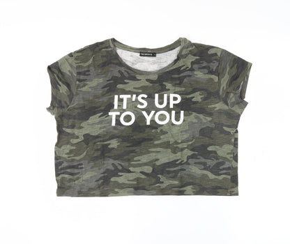 Womens UK Size L Terranova Green Cropped T-Shirt