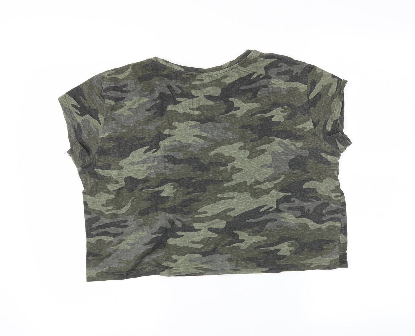 Womens UK Size L Terranova Green Cropped T-Shirt