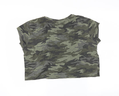 Womens UK Size L Terranova Green Cropped T-Shirt