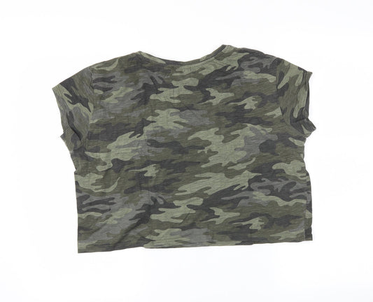 Womens UK Size L Terranova Green Cropped T-Shirt
