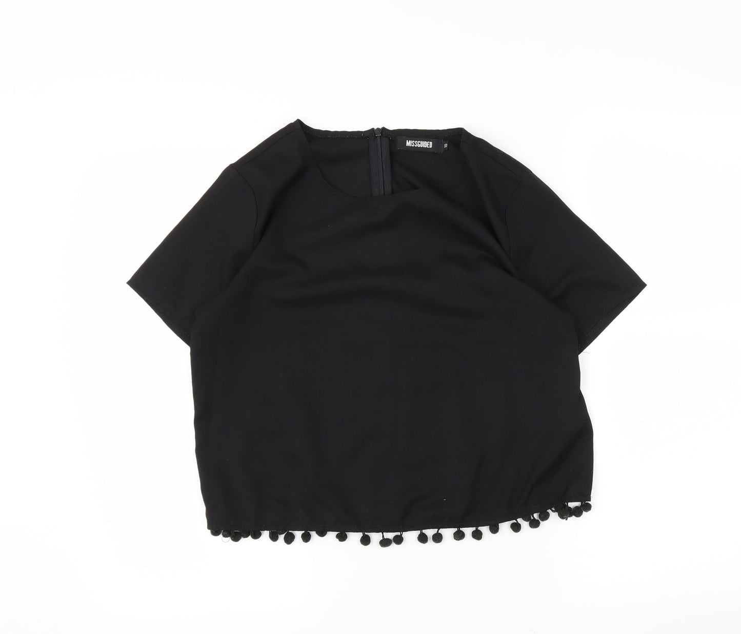Womens UK Size 10 Missguided Black Basic Blouse
