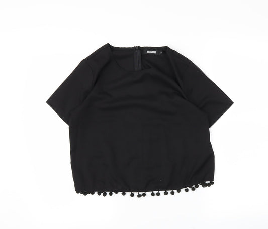 Womens UK Size 10 Missguided Black Basic Blouse