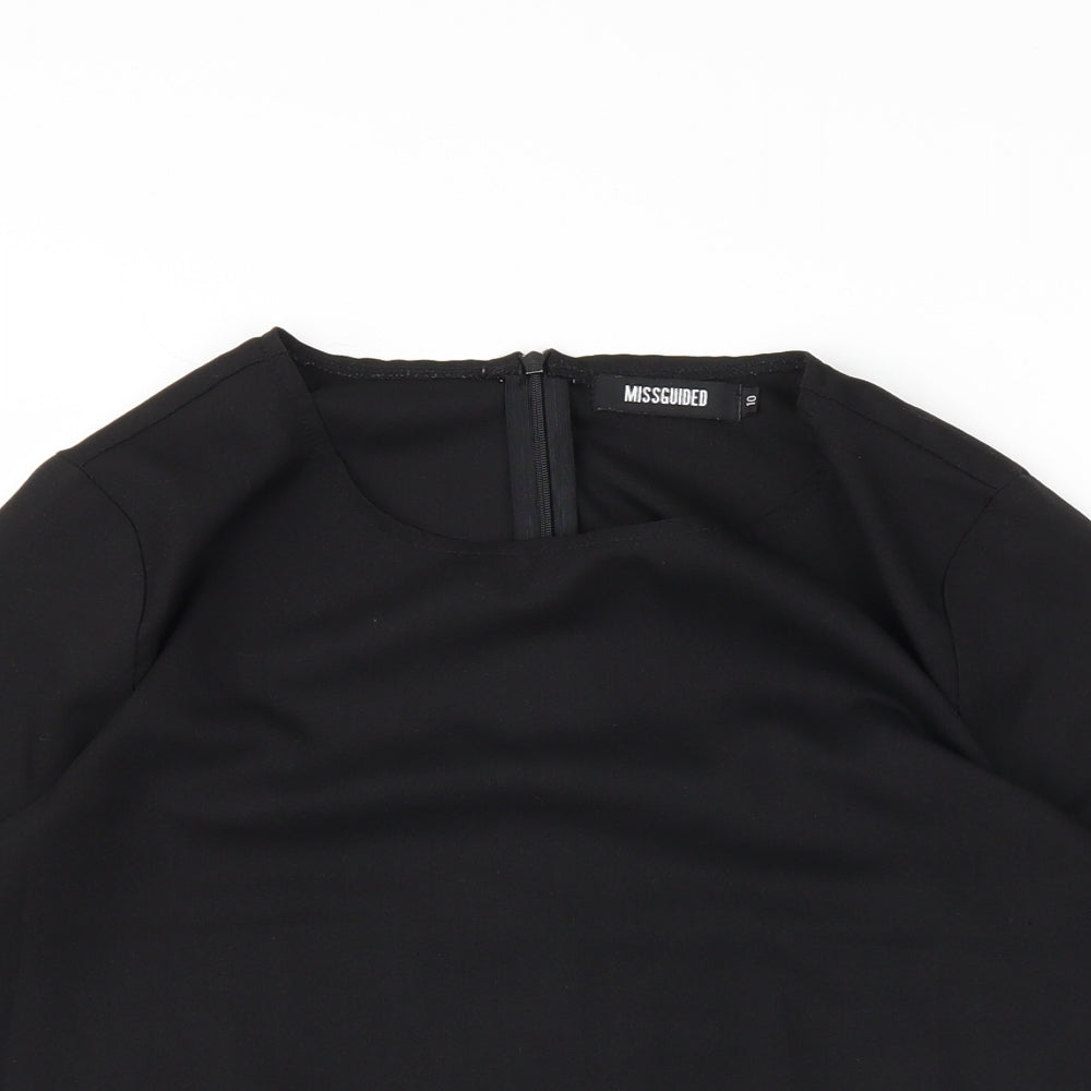 Womens UK Size 10 Missguided Black Basic Blouse