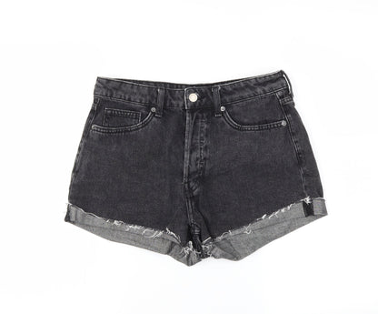 H&M Womens Black  Denim Hot Pants Shorts Size 6
