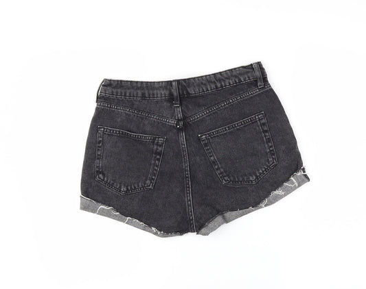 H&M Womens Black  Denim Hot Pants Shorts Size 6