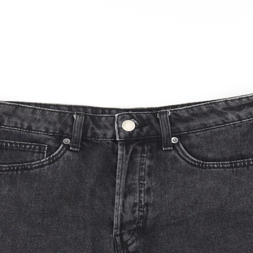 H&M Womens Black  Denim Hot Pants Shorts Size 6