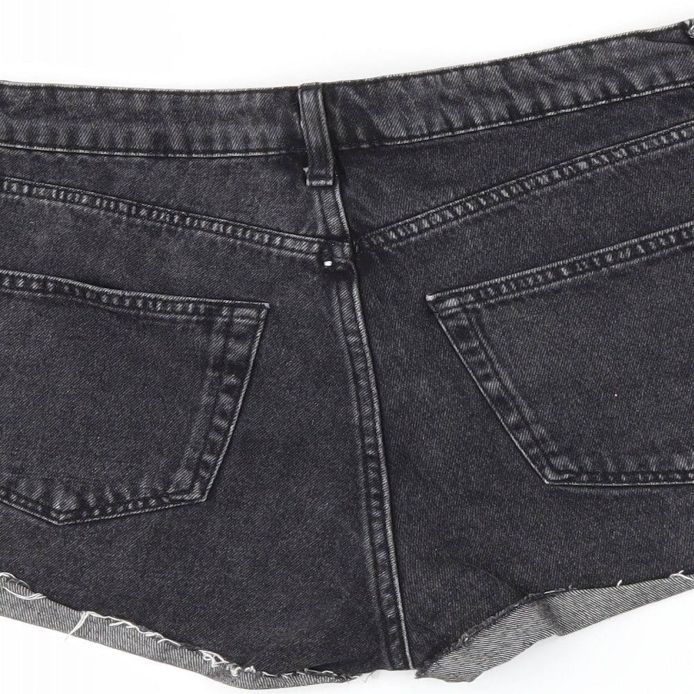 H&M Womens Black  Denim Hot Pants Shorts Size 6