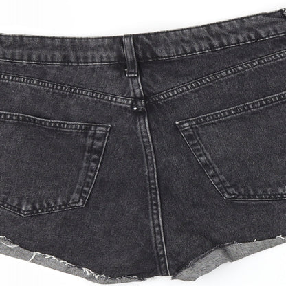 H&M Womens Black  Denim Hot Pants Shorts Size 6