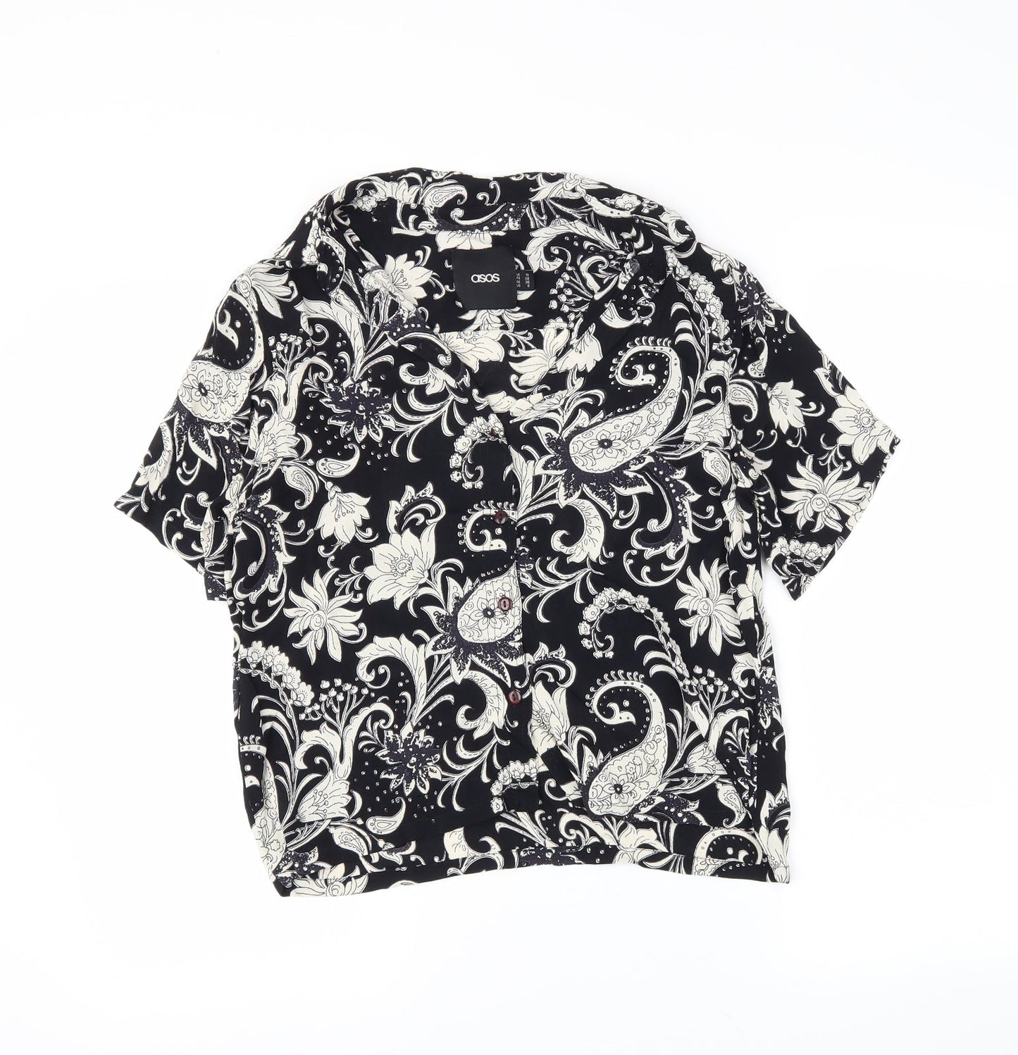 Womens UK Size 10 ASOS Black Basic Button-Up
