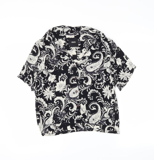 Womens UK Size 10 ASOS Black Basic Button-Up