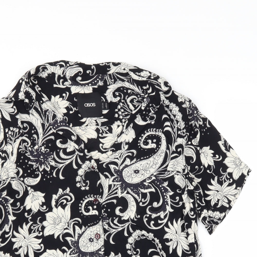 Womens UK Size 10 ASOS Black Basic Button-Up