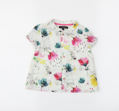 Marks & Spencer Girls White Floral  Basic Button-Up Size 18-24 Months