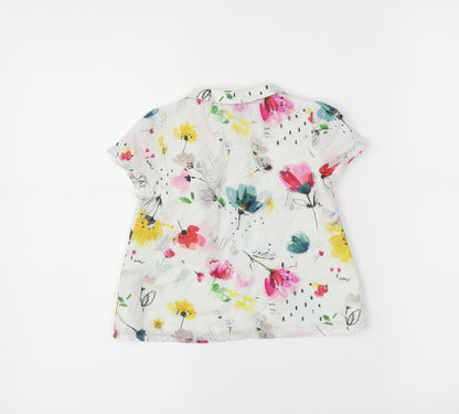 Marks & Spencer Girls White Floral  Basic Button-Up Size 18-24 Months