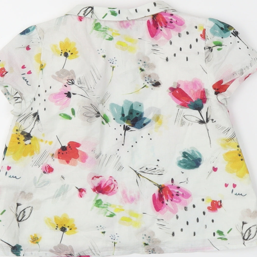 Marks & Spencer Girls White Floral  Basic Button-Up Size 18-24 Months