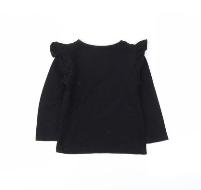 Preworn Girls Black   Basic T-Shirt Size 8-9 Years