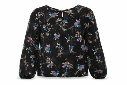 g:21 Womens Black Floral  Basic Blouse Size 12