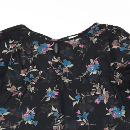 g:21 Womens Black Floral  Basic Blouse Size 12