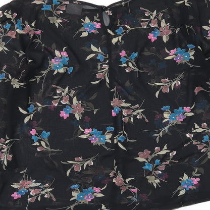 g:21 Womens Black Floral  Basic Blouse Size 12