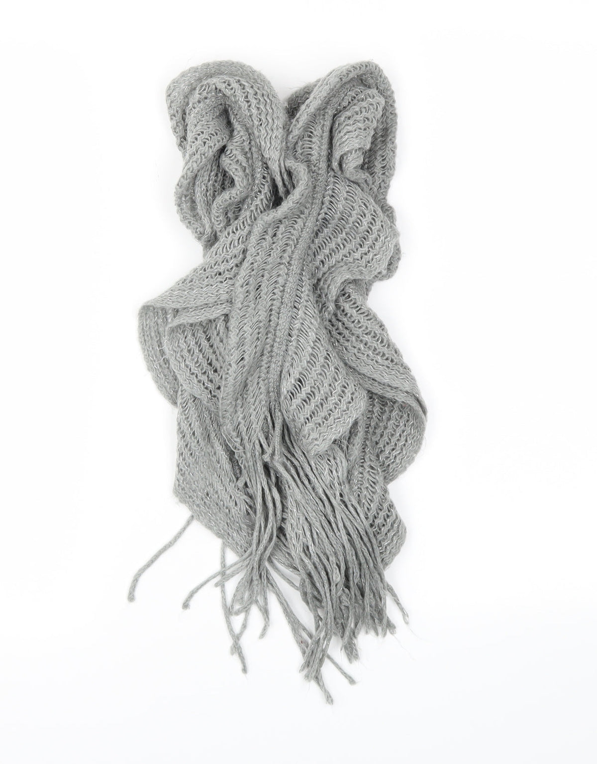 Front view of Preworn unisex grey scarf