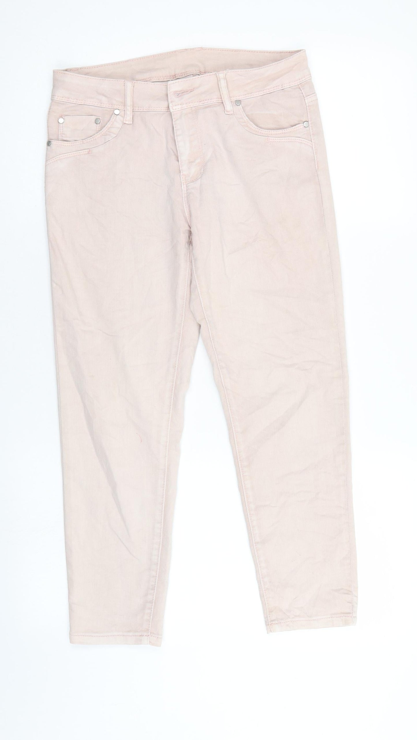 Preworn Womens Pink  Denim Straight Jeans Size 28 in L24 in - Faded Pink colour