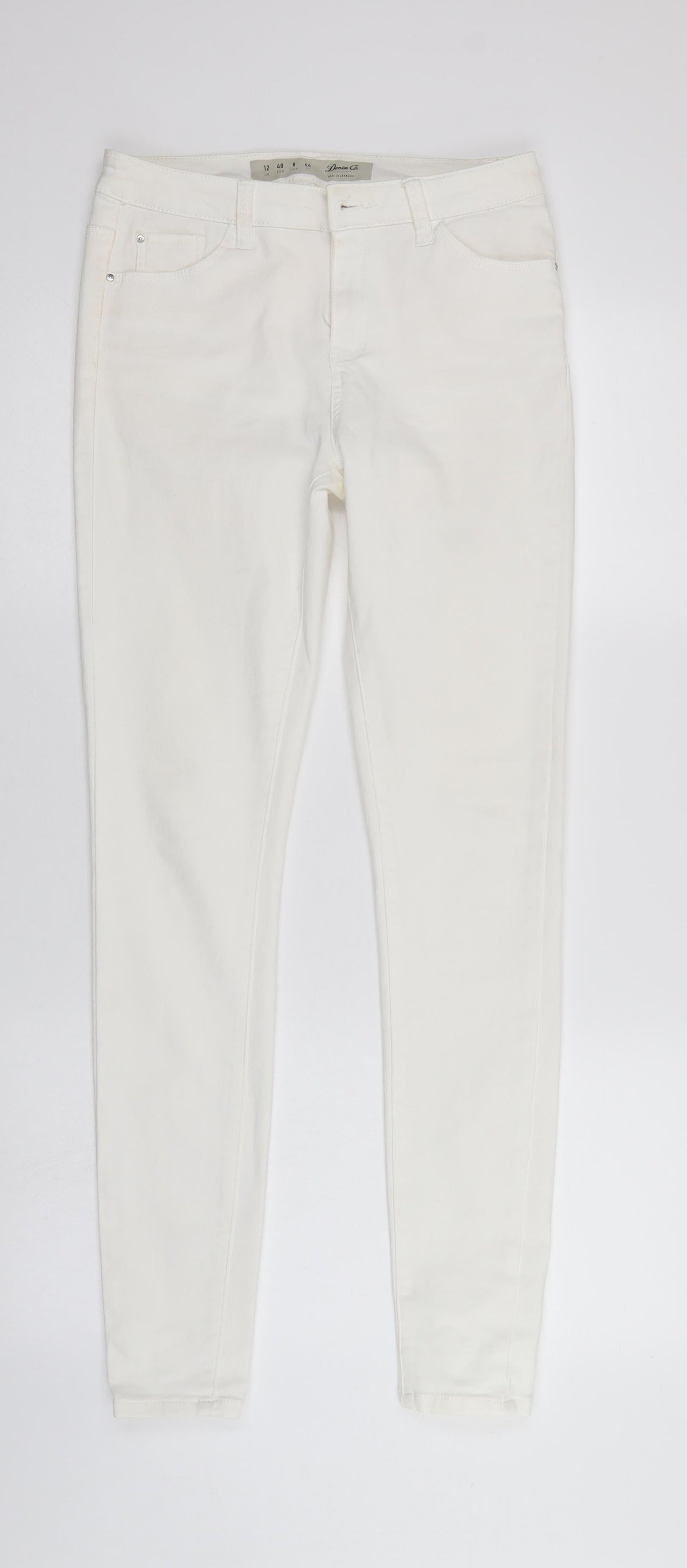 Denim & Co. Womens White  Denim Tapered Jeans Size 12 L29 in - Elastic Waist