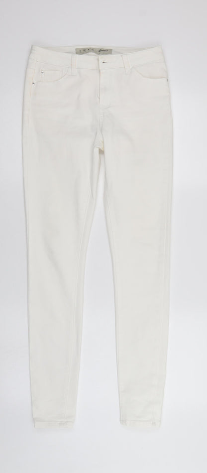 Denim & Co. Womens White  Denim Tapered Jeans Size 12 L29 in - Elastic Waist