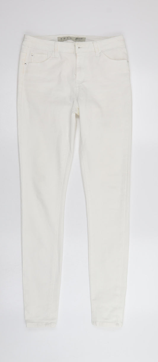 Denim & Co. Womens White  Denim Tapered Jeans Size 12 L29 in - Elastic Waist