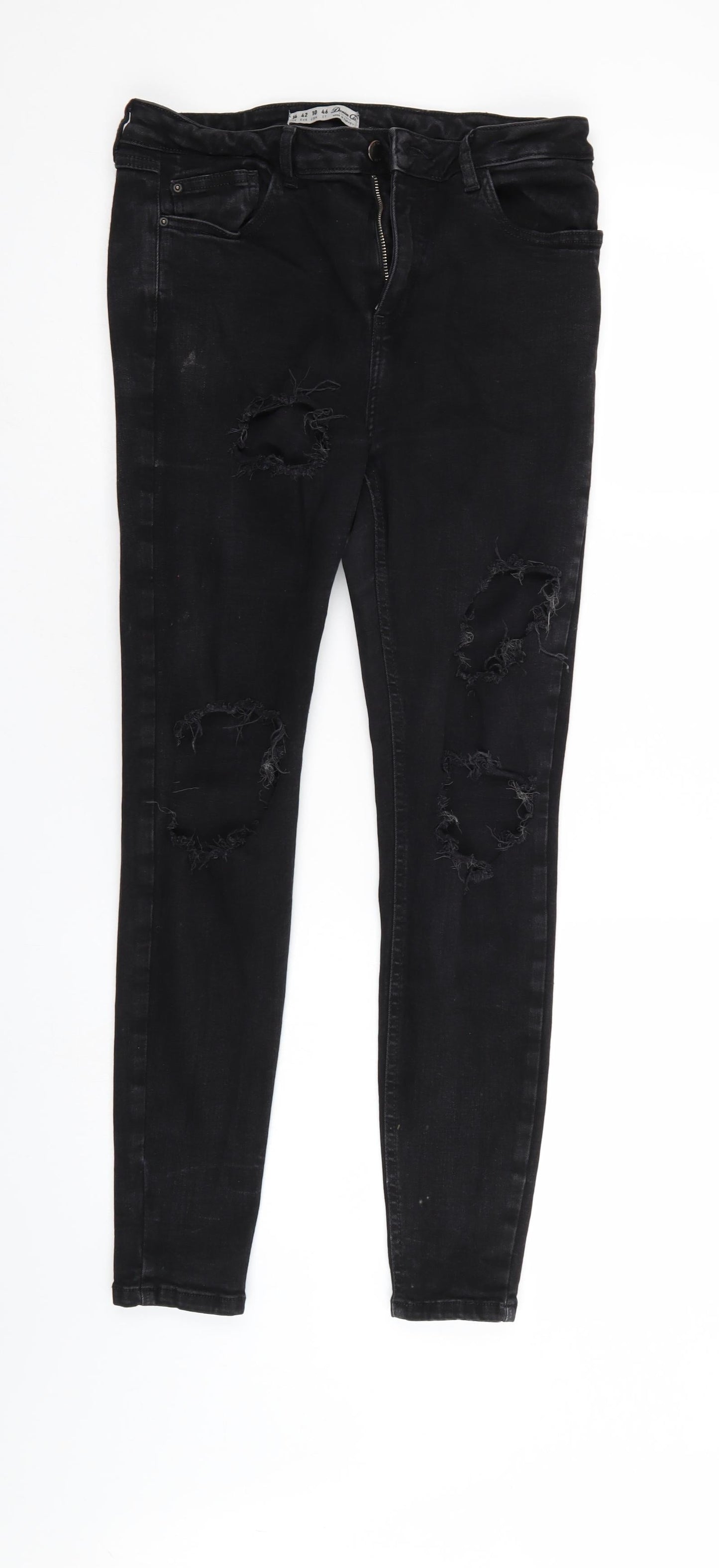 Denim & Co. Womens Black  Denim Tapered Jeans Size 14 L28 in