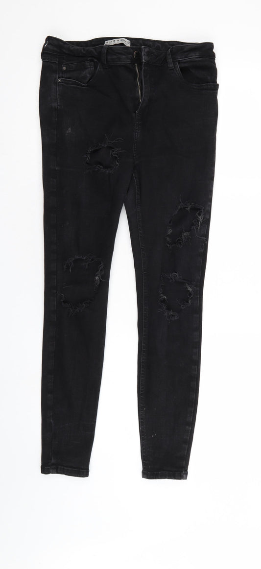 Denim & Co. Womens Black  Denim Tapered Jeans Size 14 L28 in