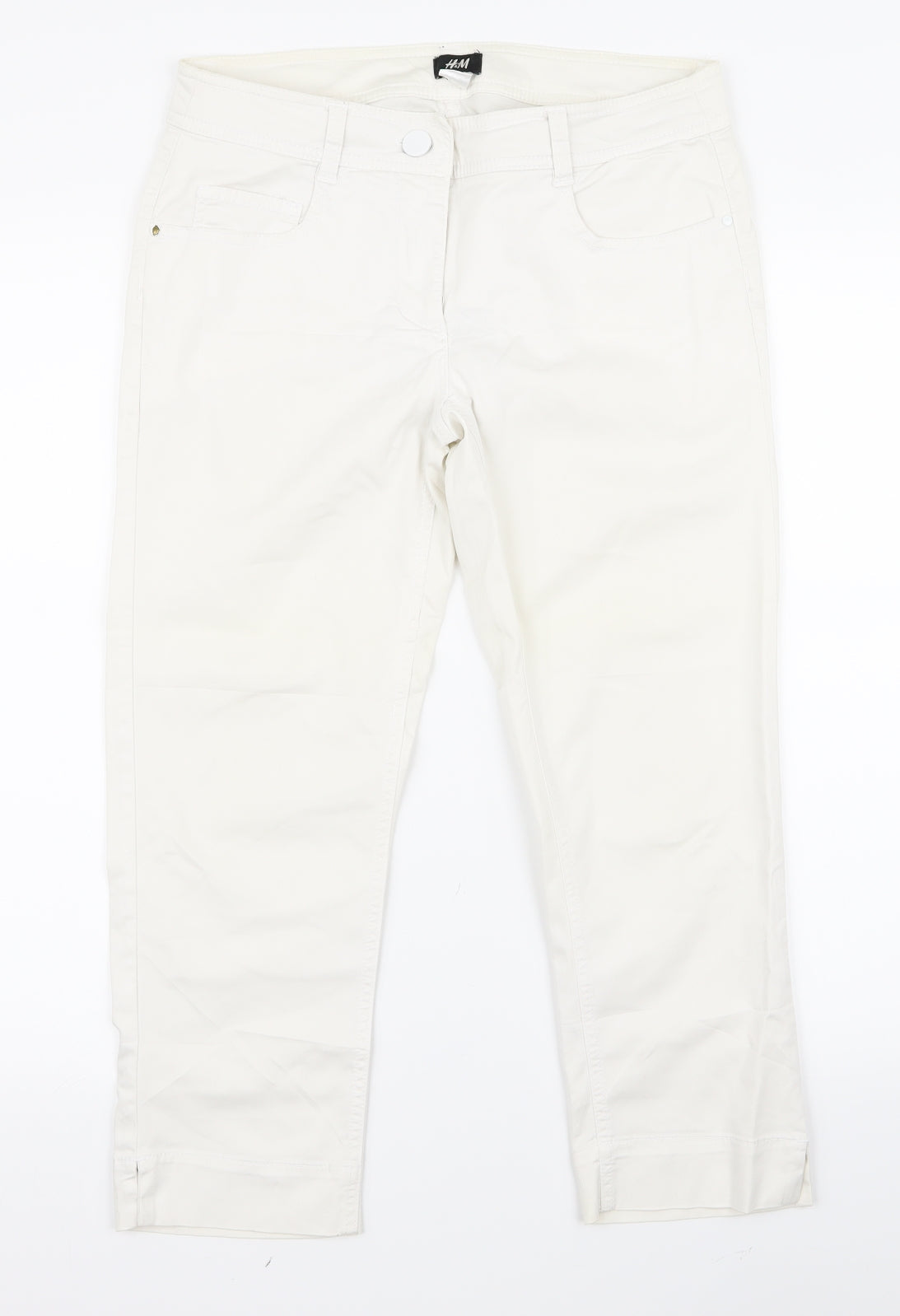 Womens UK Size 30 H&M Regular Fit Bootcut White Jeans