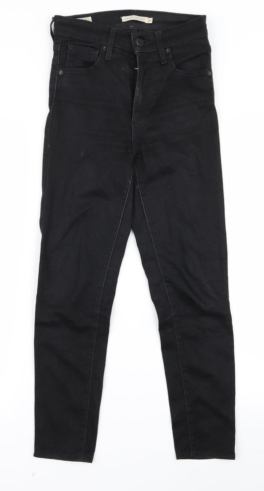 Womens UK Size 24 Preworn Regular Fit Skinny Black Jeans