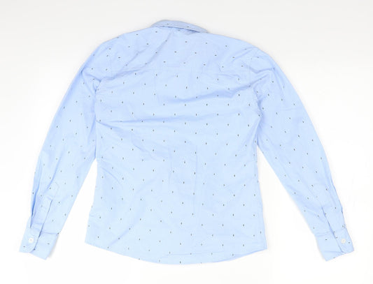 Mens UK Size M Blue Camp Blue  Button-Up Long Sleeve Casual Shirt