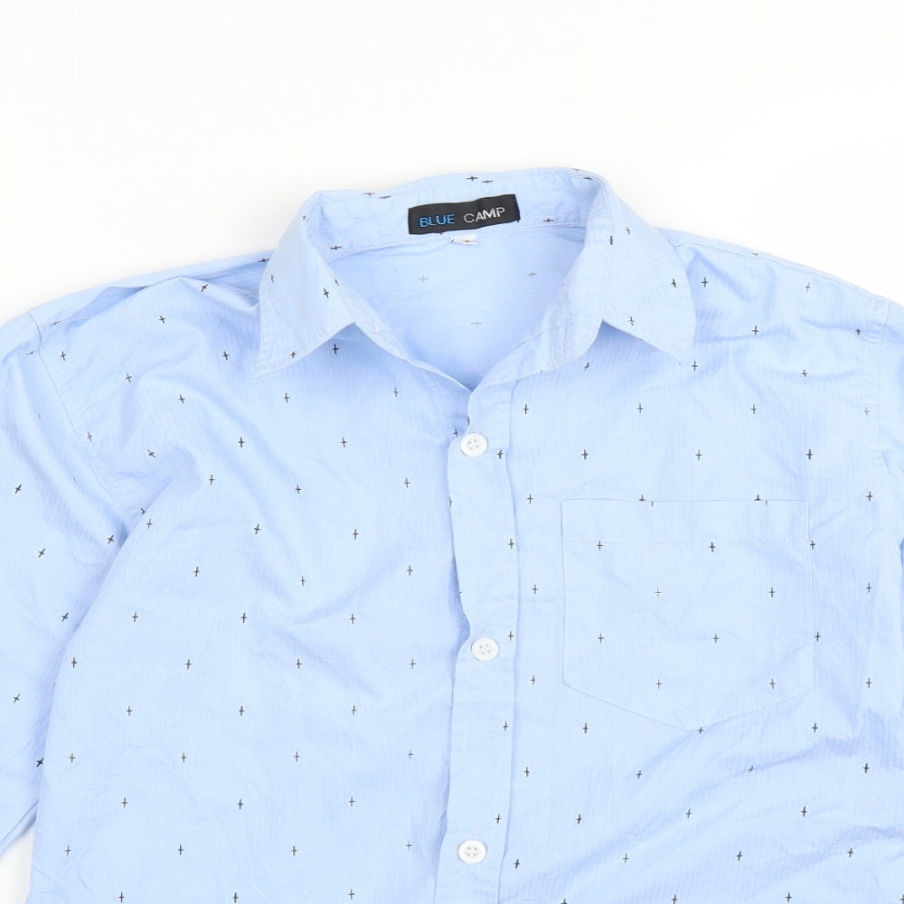 Mens UK Size M Blue Camp Blue  Button-Up Long Sleeve Casual Shirt