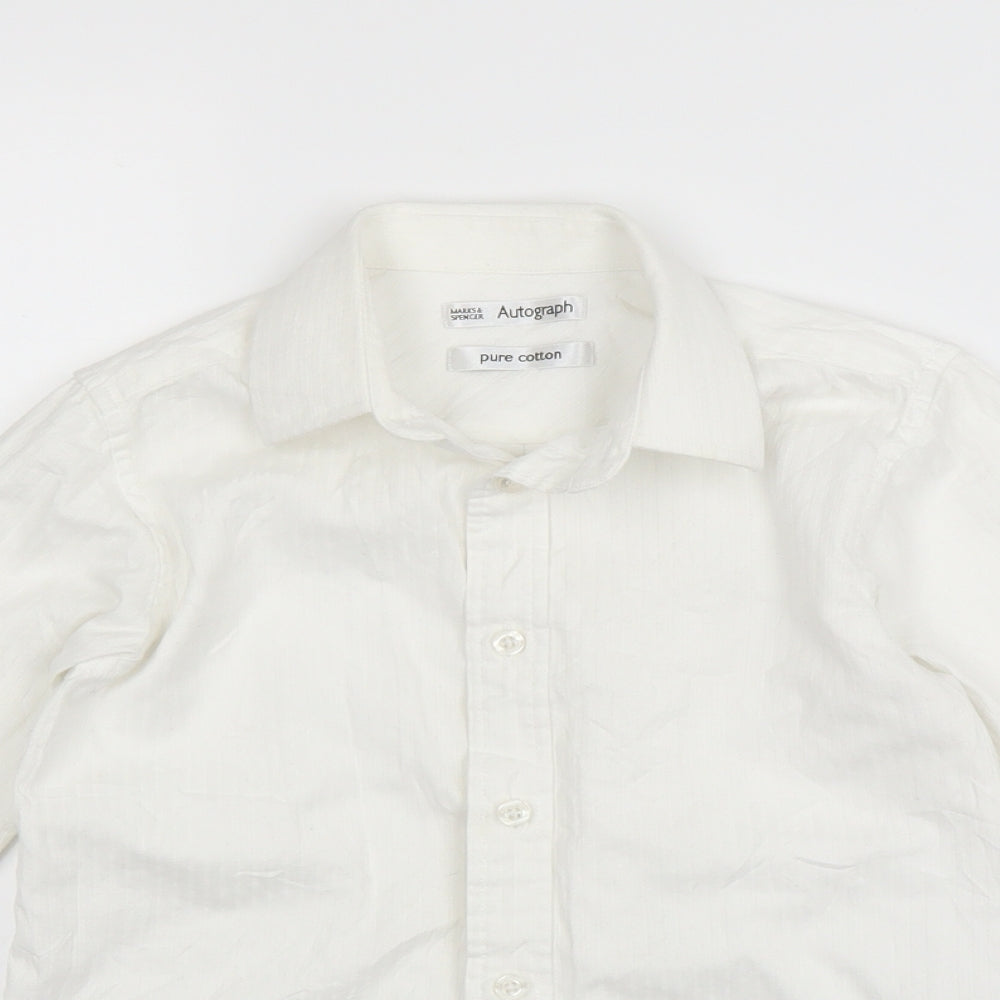 Marks & Spencer Boys White   Basic Button-Up Size 8 Years