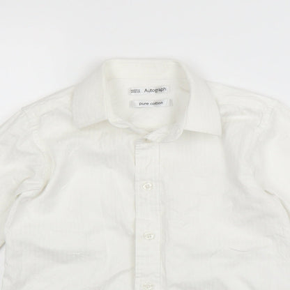 Marks & Spencer Boys White   Basic Button-Up Size 8 Years