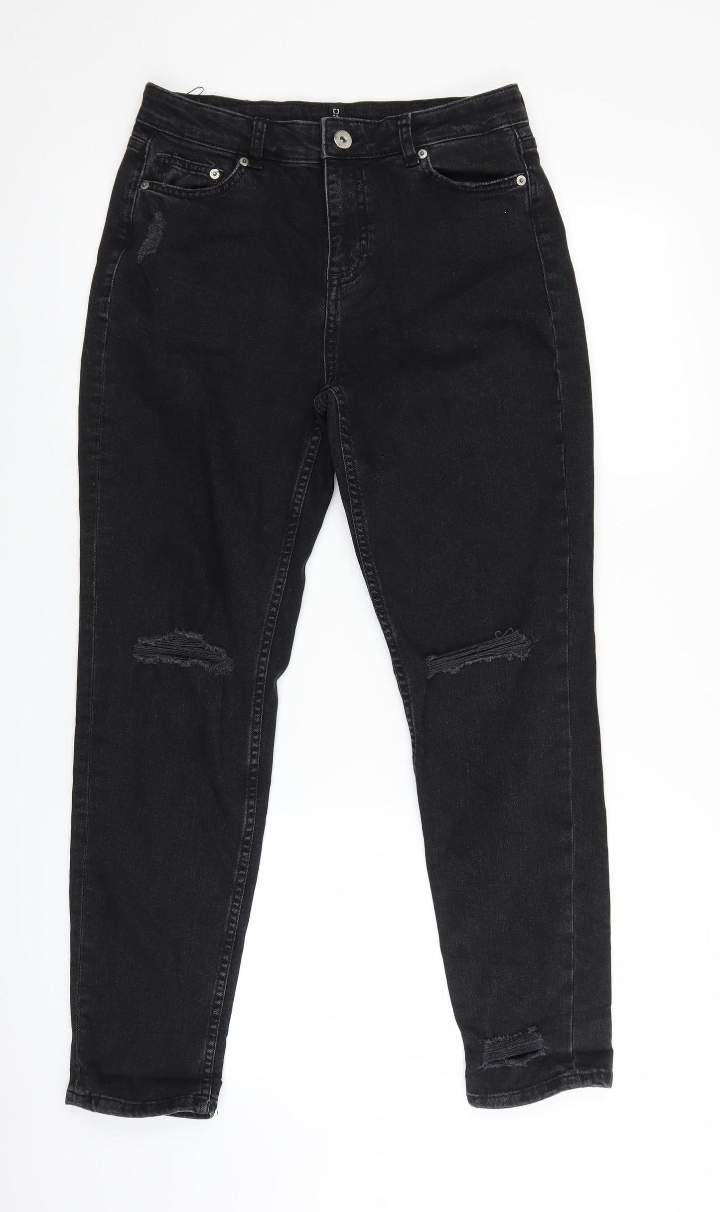 Womens UK Size 6 H&M Regular Fit Straight Black Jeans