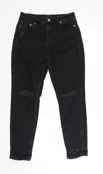 Womens UK Size 6 H&M Regular Fit Straight Black Jeans