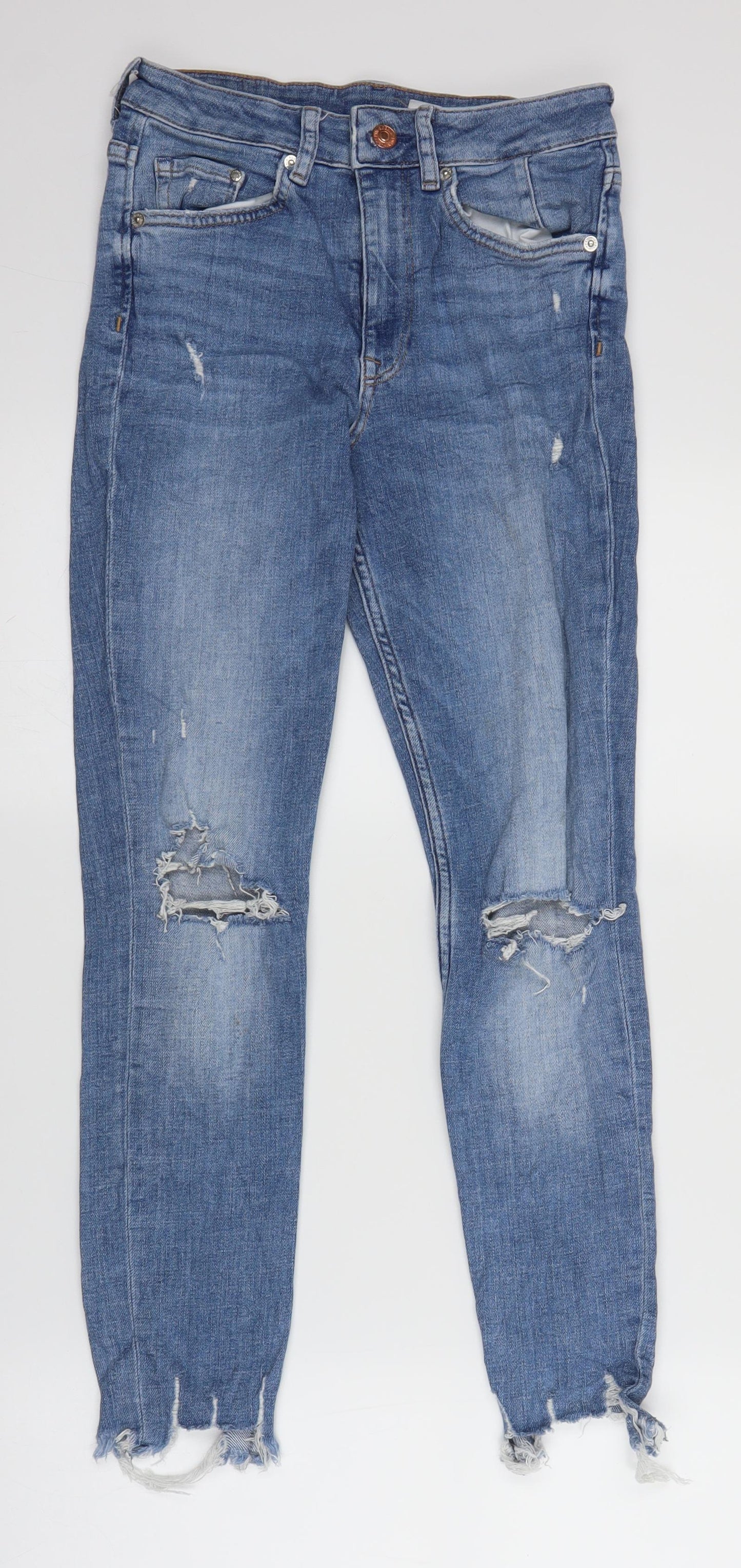 Womens UK Size 27 in H&M Regular Fit Skinny Blue Jeans