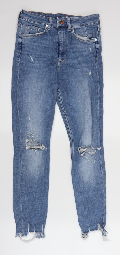 Womens UK Size 27 in H&M Regular Fit Skinny Blue Jeans
