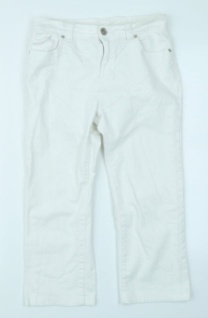 Womens UK Size 8 Marks & Spencer Regular Fit Capri White Jeans